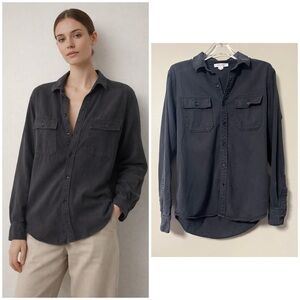 Frame Women’s Charcoal Button-Up Shirt Med Utility Minimalist Small